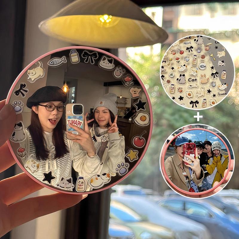 Round Convex Mirror Travel Selfie High-definition Wide-angle Mirror Girls' Makeup Mirror Couple Selfie Props Photography Props