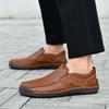 Hollow hand-stitched men's shoes outdoor casual shoes flat-soled leather shoes low-top large size