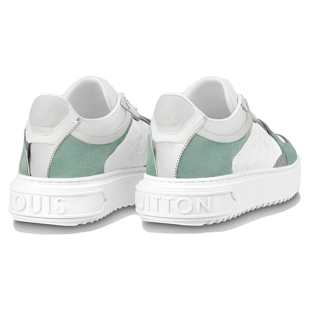 Louis Vuitton Time Out Sneakers 'White Mini Monogram With Green Grey' Women's 1ABUTD