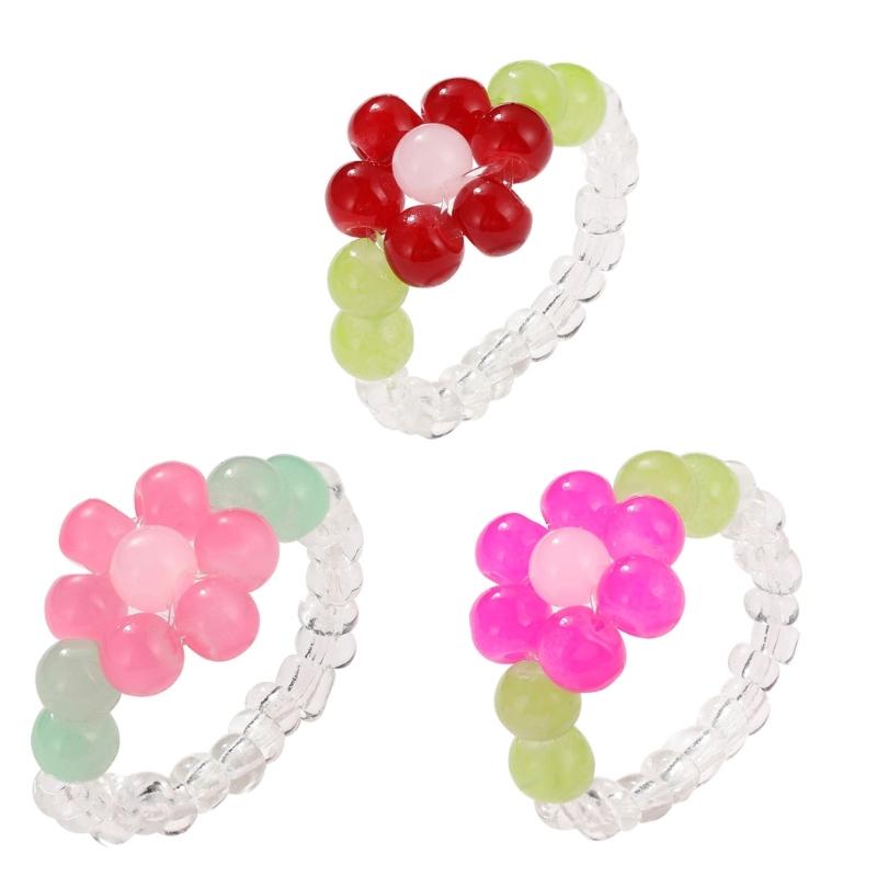 Boho Flexible Finger Jewelry Women Teens Girls Boys Lovely Sunflower Y2K-girls Vintage Summer Braid String Rings