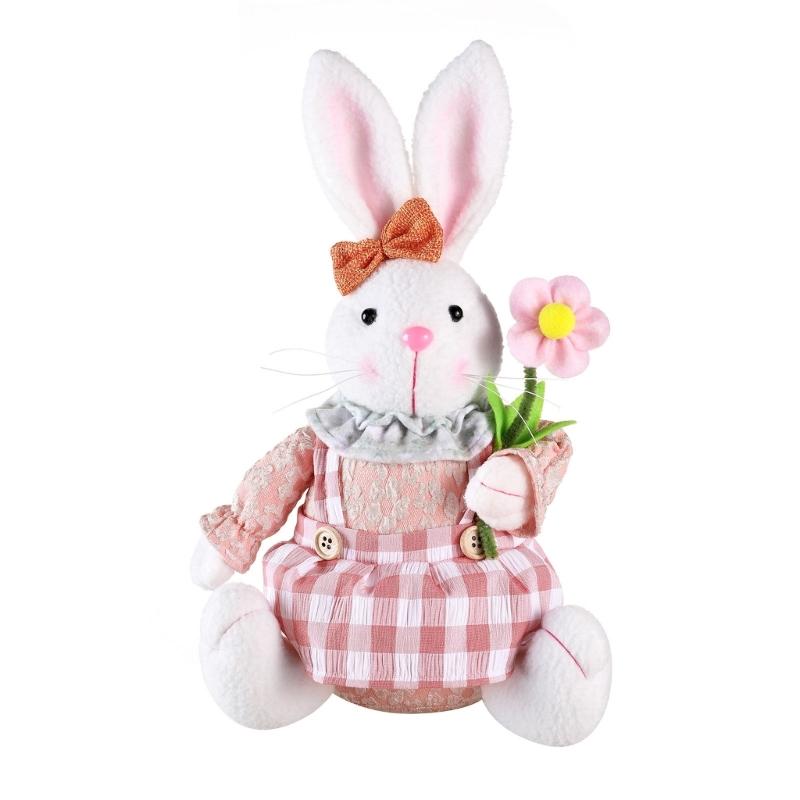 Spring Rabbit Doll Rabbit Figure for Easter Party Decors Kids Holiday Gift Colorful Accent for Windowsill Shelf