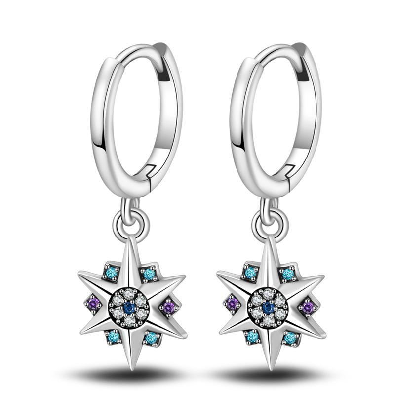 925 Silver Mysterious Star Moon Earrings Jewelry Versatile Hoop Earrings For Women Jewelry Birthday Party Fine Gifts