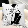 Modern Korean Black And White Love Theme Pillow Case Square Pillow Bedroom Sofa Leisure Comfort Cushion Car Home Decoration