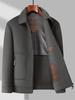 Men's Double-Faced Wool Jacket with Detachable Duck Down Liner and Turn-Down Collar
