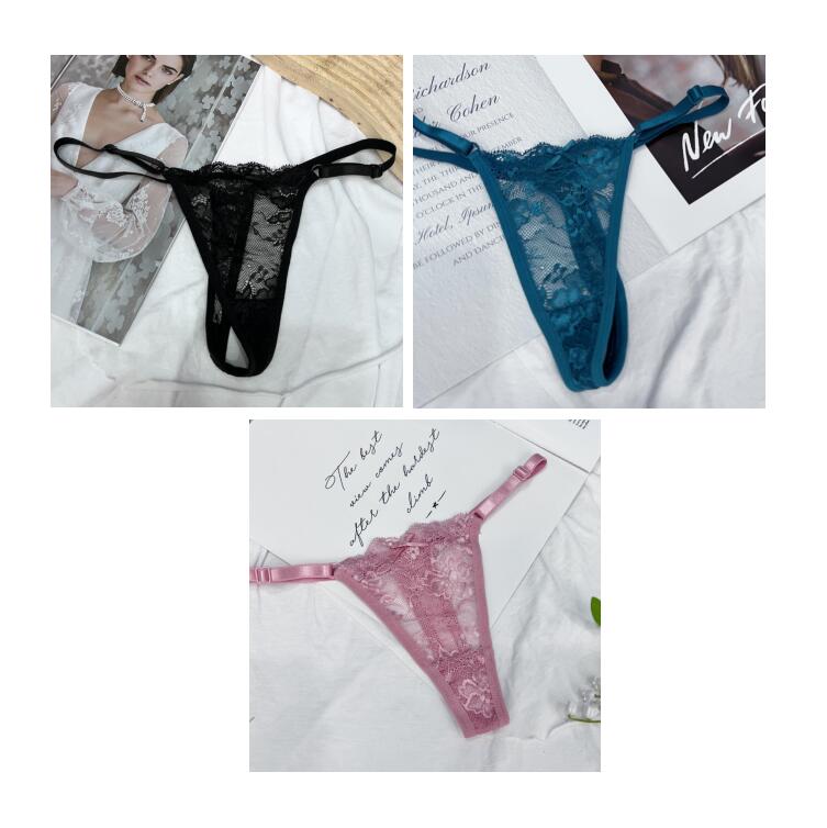 3Pcs/Set Adjustable Belt Sexy Women Lace Thong Panties Low Waist G-String Underwear Hollow Out Lace Lingerie