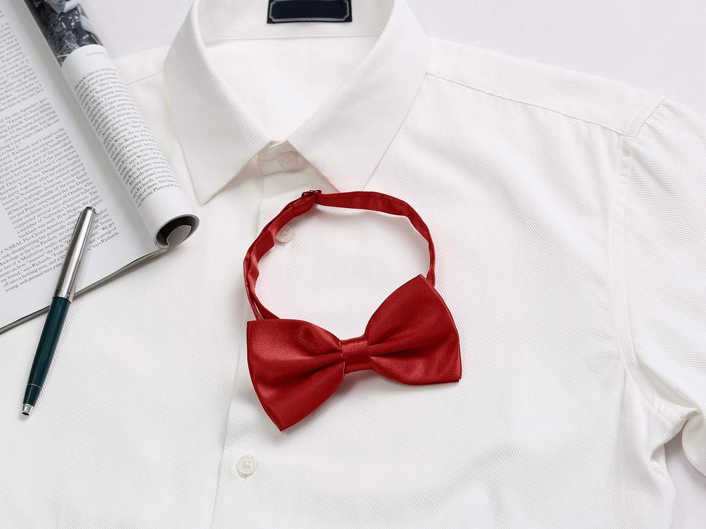 [Allegra K] Bow Tie, Formal Bow Tie, Ribbon, Wedding, Entrance Ceremony, Adult, Adjustable, Solid Color, Men's, Wine Red, Free Size