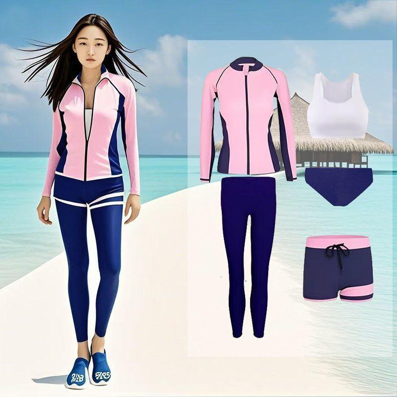 Diving Wetsuit Set Women Quick Dry Long Sleeve Rash Guard Pants 5 Piece Swimwear Snorkeling Surfing Water Sports