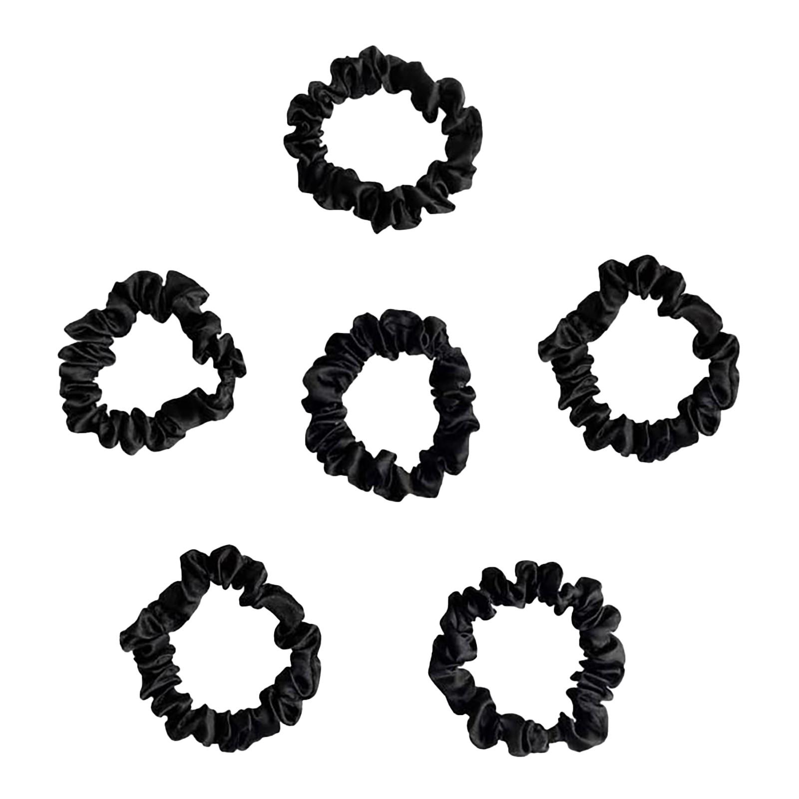 

6 шт. шелковые резинки для волос мягкие удобные маленькие шелковые резинки для волос узкие резинки для волос One Size чёрный