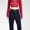 Denim blue nine-point flared jeans women's spring and autumn new high-waisted elastic design small jeans