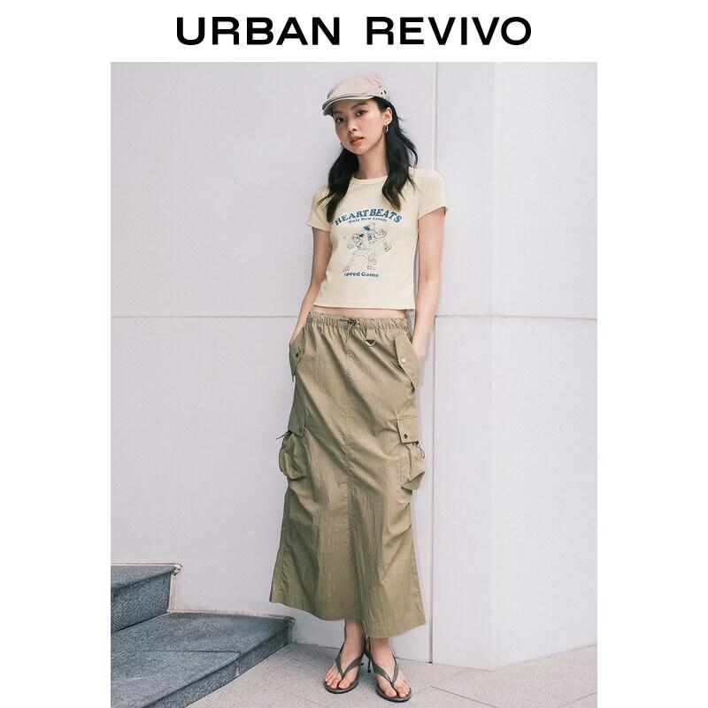 UR Women's Casual Workwear Patch Pocket Drawstring Skirt