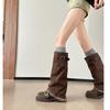 Boots and other autumn thick heel sleeve cowboy boots women's autumn wasteland wind pile tall Maillard boots