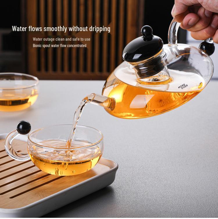 Sage Glass Teapot Set with Water Separation and Thickened Filter for Brewing Tea and Flowers