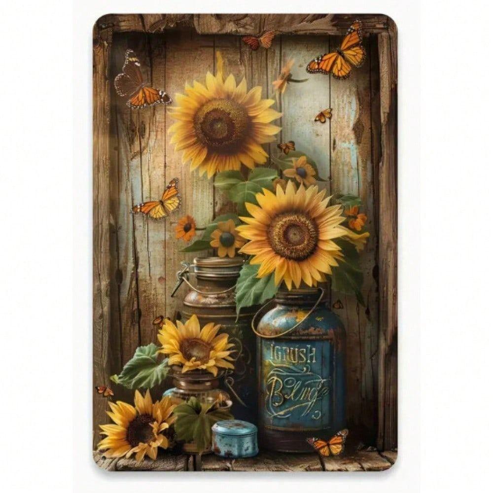 Metal Rooster Sign Vintage Farmhouse Decor Rustic Chicken Coop Art 20x30 cm