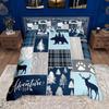 Homewish Rustic Farmhouse Plaid Duvet Cover Set Moose Bear Checkered Bedding Set Retro Cabin Lodge Comforter Cover Set