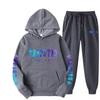 Mens Sporty Hooded Sweatshirt Set Casual Printed Tracksuit Long Sleeve Top Pants Streetwear