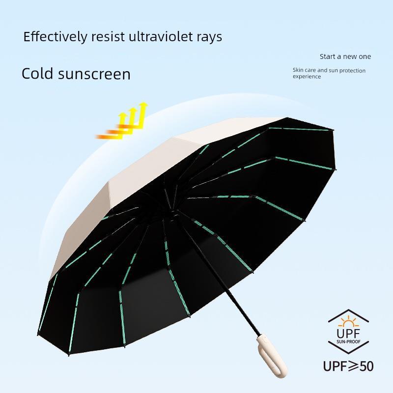 84-Rib Automatic Umbrella for Women, Dual-Use for Sun and Rain, with Hook, Foldable, Wind-Resistant, Sunshade, Uv Protection for Men