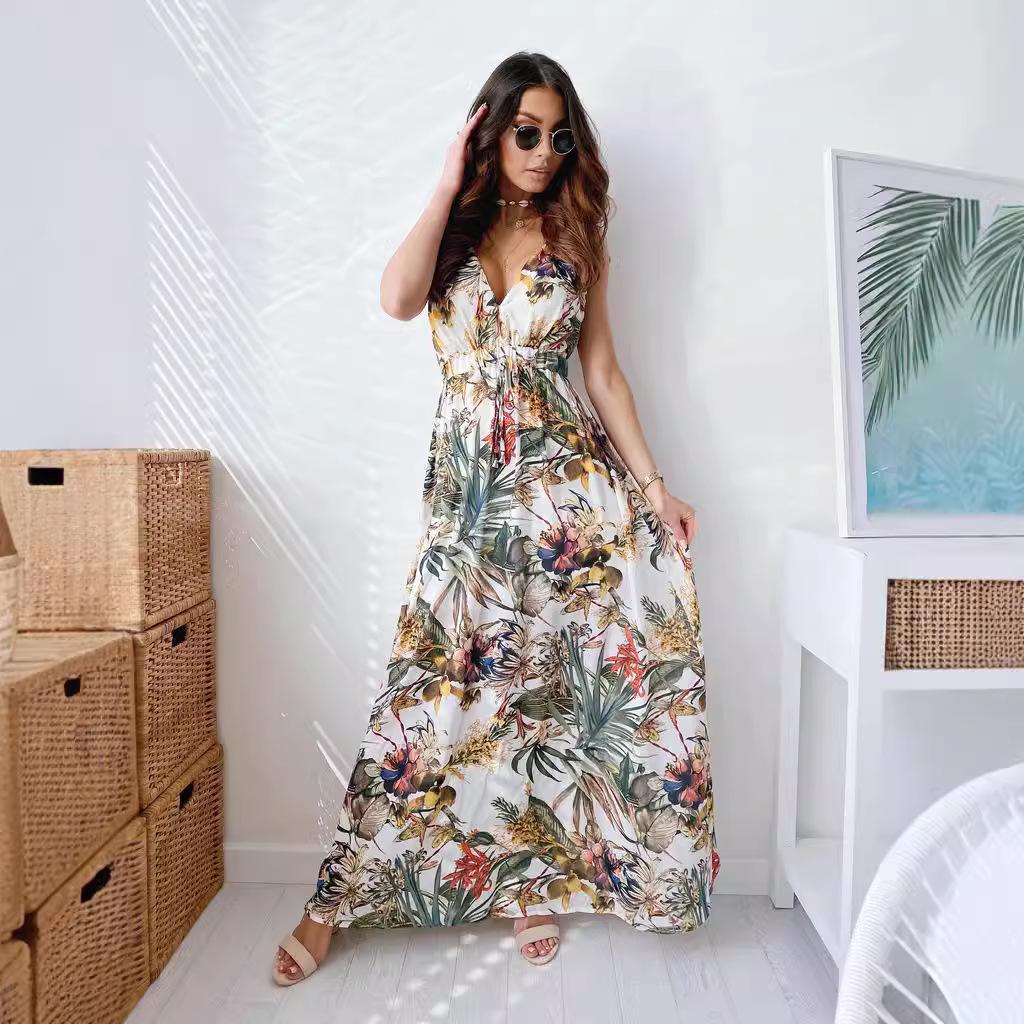 

GMXIA Летнее платье с принтом и бретельками-халтер XXL