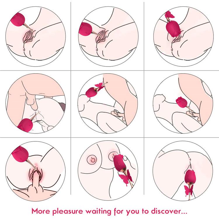 Rose Klitoris Vagina Klitoris Nippel Höhepunkt Massager Zunge Vibratoren