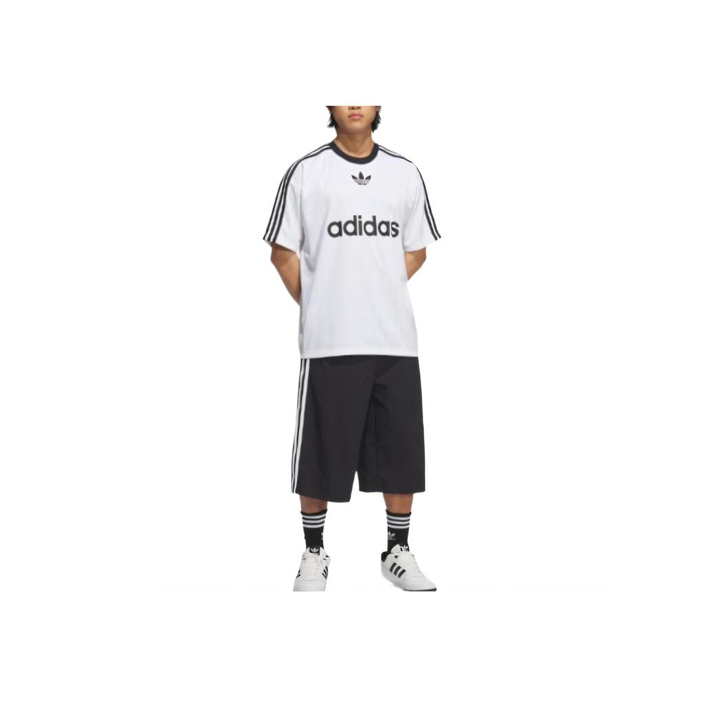 adidas Originals Serie Classica a Tre Strisce Collezione Trefoil SS25 Moda Versatili alla Moda Comodi Pantaloncini Casual Pantaloncini Uomo Nero Bianco KB5441