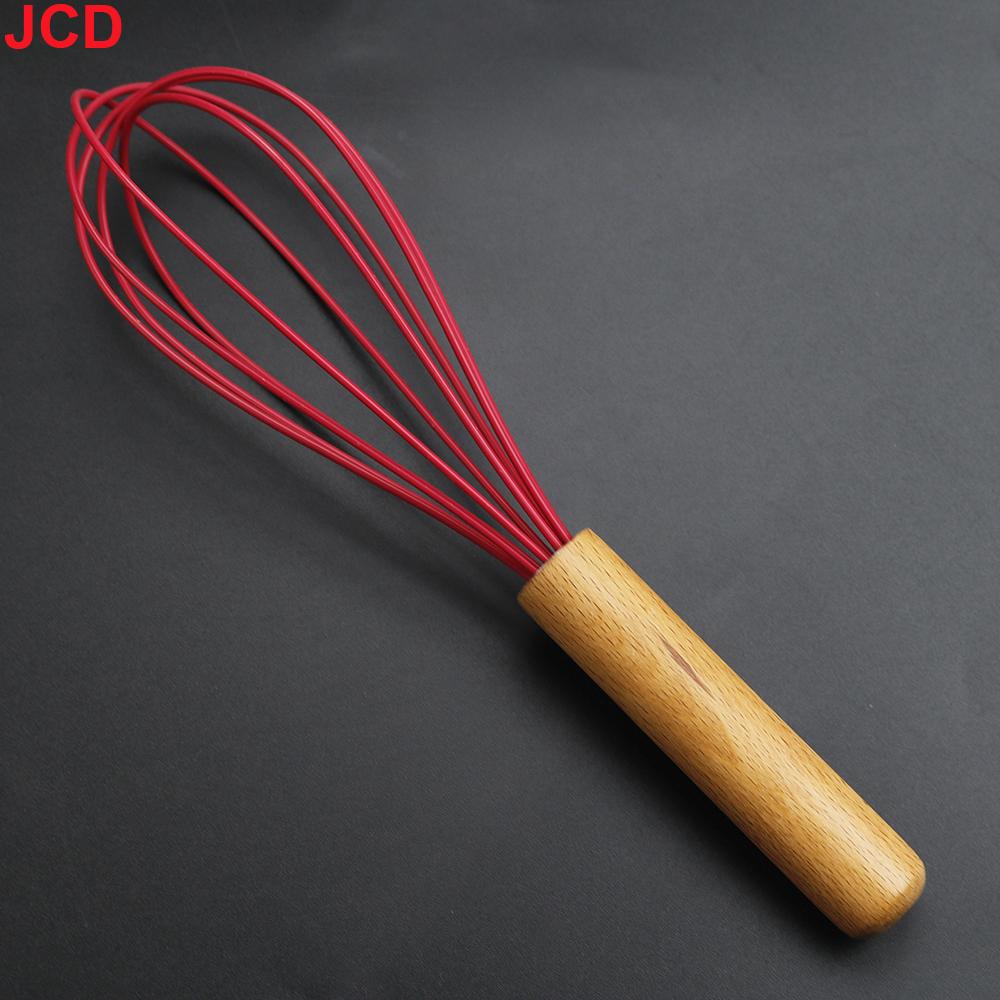 JCD Silicone Egg Beater Whisk Wooden Handle Kitchen Hand Egg Beater Gadgets Kitchen Tools Baking Accessories