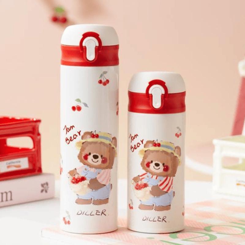 Diller Cherry Bear Kids Insulated Water Bottle 316L Stainless Steel 480ml