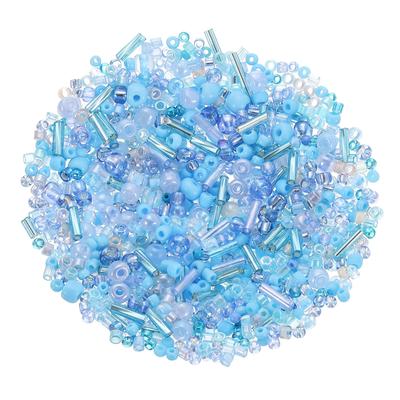 Uxcell Glass Approximately 1000 1mm DIY Accessory Handmade Light Blue Beads, Cylindrical, Round, Pieces, Hole, 1-4mm Diameter, Kit, Crafts, Materials,