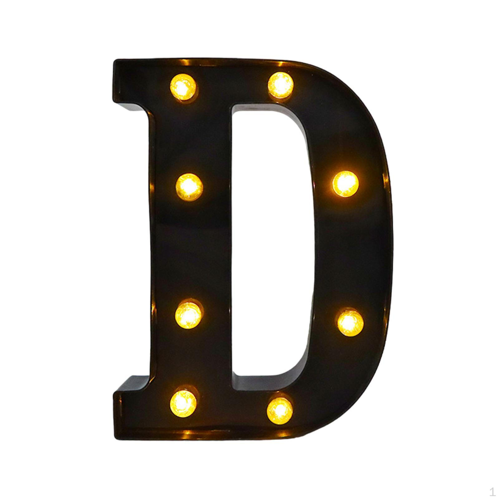 

Знак алфавита со светодиодной подсветкой для мероприятий по случаю помолвки D 6.26x8.58x1.57inch