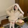 Women's Faux Lamb Fur Coat Thickened Loose Jacket Cute Rabbit Ears Autumn Winter New Arrival Warm Soft Outerwear