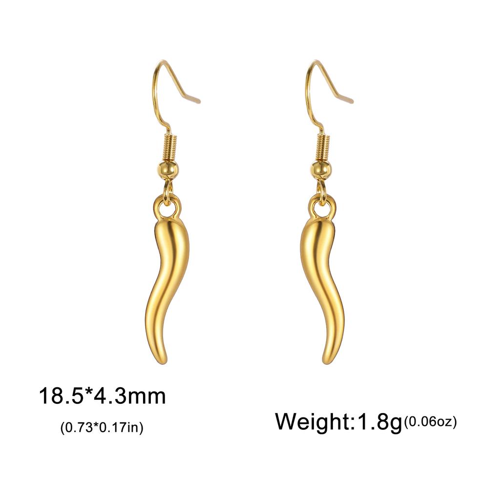 Lucky Red Enamel Italian Horn Dangle Earrings for Women Girls Stainless Steel Drop Earrings Jewelry Birthday Gift 2026 New