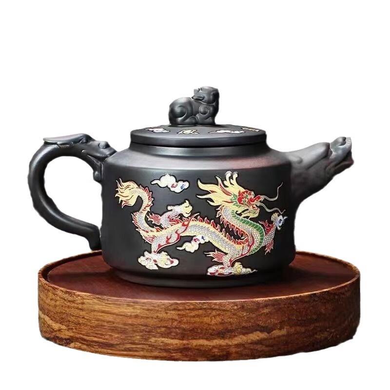 Purple Clay Auspicious Dragon Color-Changing Teapot