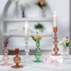 3Pcs Glass Candle Stick Holder Crystal Flower Vase Home Decoration for Table Centerpiece Wedding Party Christmas Decorations