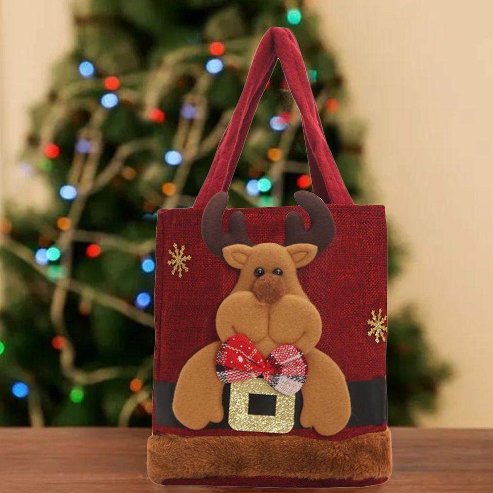 Christmas Tote Bags  Santa Snowman Fawn Gift Bags Children Gift Bags Candy Bags