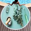 Summer Leaves Round Beach Towel Eucalyptus Leaf Garland Microfiber Beach Blanket Soft Absorbent Quick Dry Bath Towel Picnic Mat