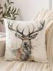 1pc Decorative Throw Pillow Cover Modern European Retro Deer HeadSingle Side Printing Decoration Home Sofa Car Cushion Cover