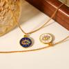 Durable Evil Eye Pendant Titanium Steel Necklace Luxury Drip Enamel Collar Chain Jewelry
