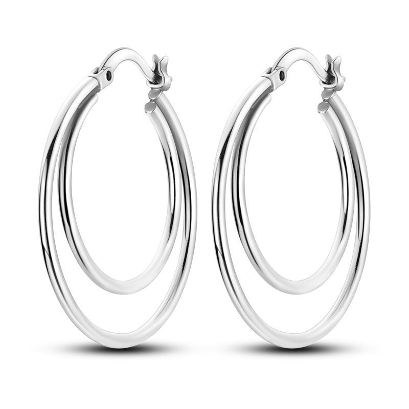925 Silver Multi Circle Hoop Earrings Minimalist Design Trendy Jewelry Gifts For Women Birthday Party