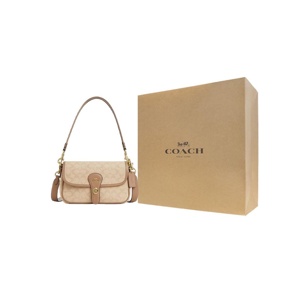 Coach Hadley 25 Monogram Flap Top Handle Crossbody Bag Medium Women Handbags Deep-Natural CAK49-IMLG6