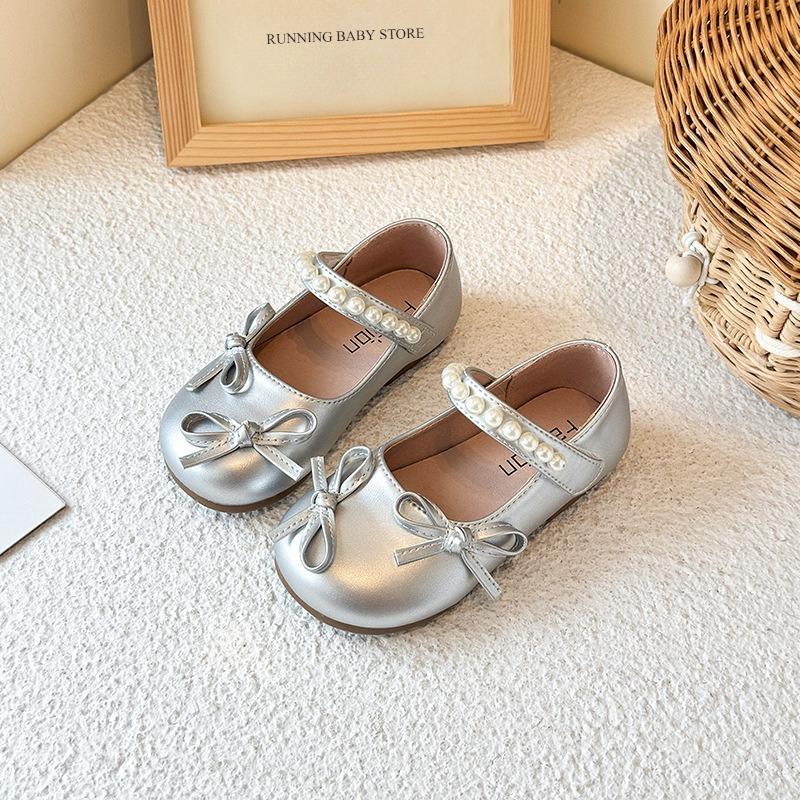 

Little Girl Patent Leather Shoes Autumn New Children s Butterfly-knot Mary Jane Shoes Girls Soft Sole Princess Shoes I07296 23 серебряный