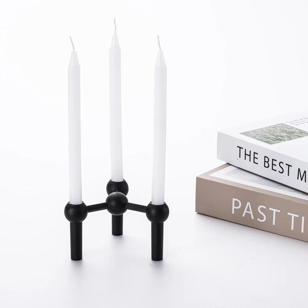 Kovový držák na svícen s molekulární strukturou, stříbrný trojúhelníkový svícen, domácí dekorace, svícen, dárek