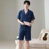 Medium and the elderly pajamas men's summer thin cotton short-sleeved shorts dad summer loungewear set large size loose