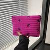 Fashionable Bow Embroidery Storage Bag with Large Capacity Fresh Makeup Bag Portable Handbag Suitable for Women To Organize