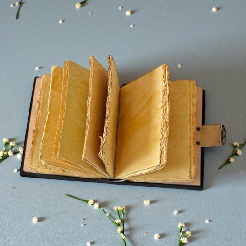 Fox Leather Grimoire | Handmade Spell Book of Shadows, Thick Vintage Deckle Paper Journal, Unique Fox Gift for Him and Her