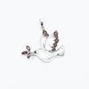 Sterling Silver Dove Pendant Necklace: Garnet Bird Jewelry