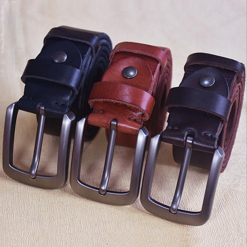 Mary Pure Cowhide Belt Men's Genuine Leather Retro Casual Cowhide Belt First Layer Cowhide Pin Buckle Pant Belt Handmade Belt