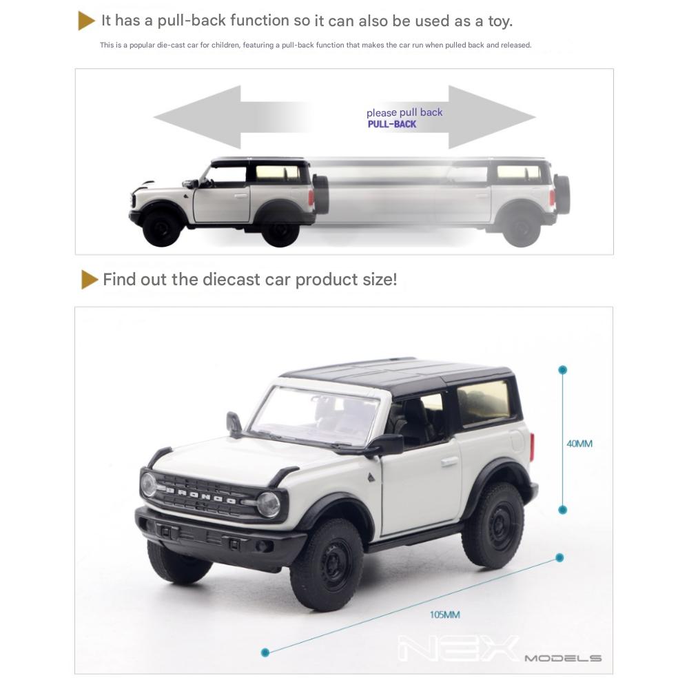 Welly Ford Bronco Model Diecast Zabawka Mini Samochodzik Pull Back 105 x 40 mm