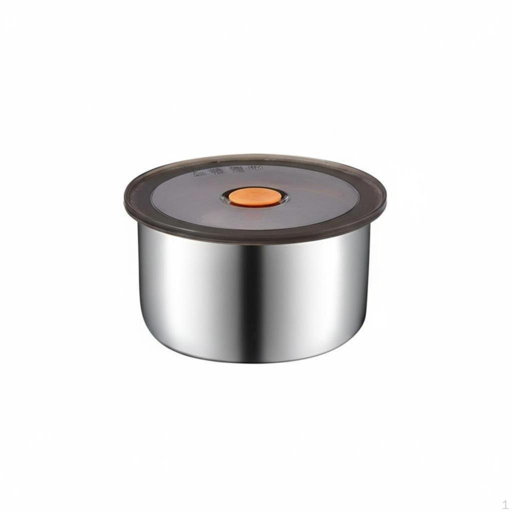 Stainless Steel Food Storage Container, Round Bento Box with Lid, Leakproof Kitchen Organizer