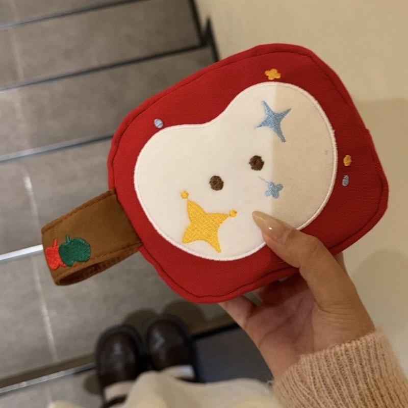 

1Pcs Red Apple Camera Storage Bag Travel Embroidered Apple Cosmetic Bag Cute Apple Stitching Square Bag For Instant Cameras one size