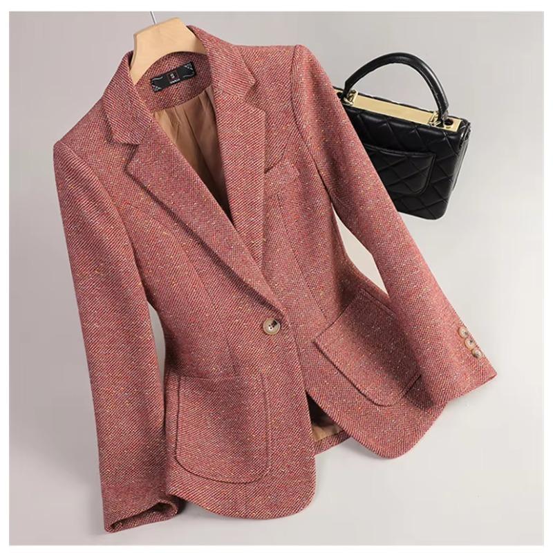 Jachetă Costum Lână cu Mânecă Lungă Femei Palton Toamnă Iarnă Blazer Lână Birou Femei Blazer Formal Îmbrăcăminte Exterioară Groasă