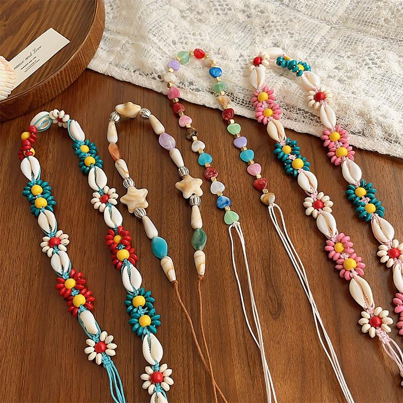 Lanț de Talie Boem Țesut Manual Colorat cu Flori, Scoici și Mărgele, Retro, Accesorii pentru Rochii de Damă, Decor pentru Curea