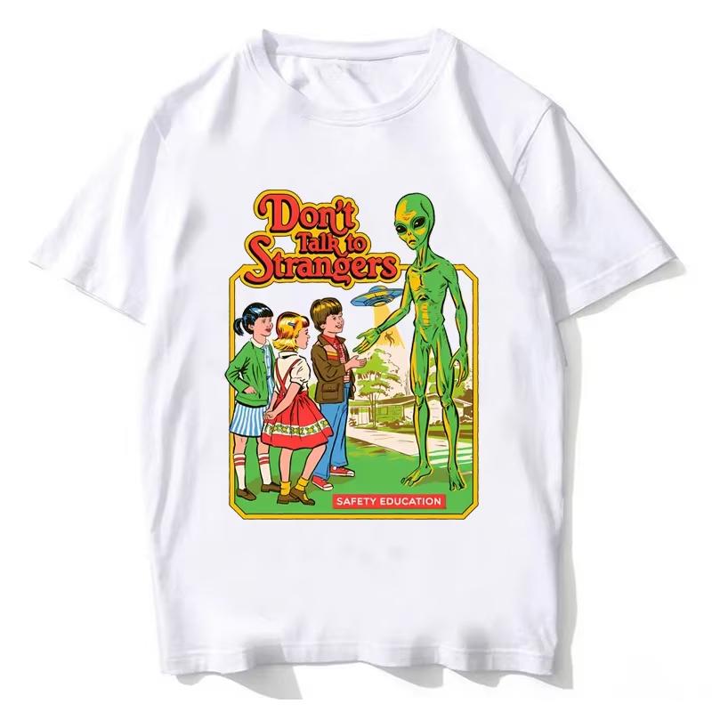 Don't Talk To Strangers Alien Vintage Safety Education Comic T-Shirt Cotton Graphic Tee Unisex Unisex Summer Streetwear